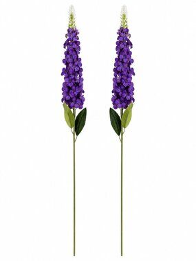 Purple Snapdragon Stems Set of 2 Artificial Larkspur Spike Flowers 26 Inch Faux